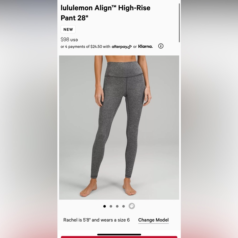 Lululemon HR Leggings 28in in heather gray